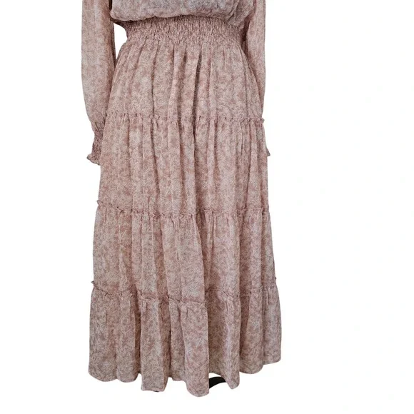 Anthropologie Dress Forum Dusty Rose Floral Tiered Boho Maxi Dress Large NWT - Picture 9 of 16